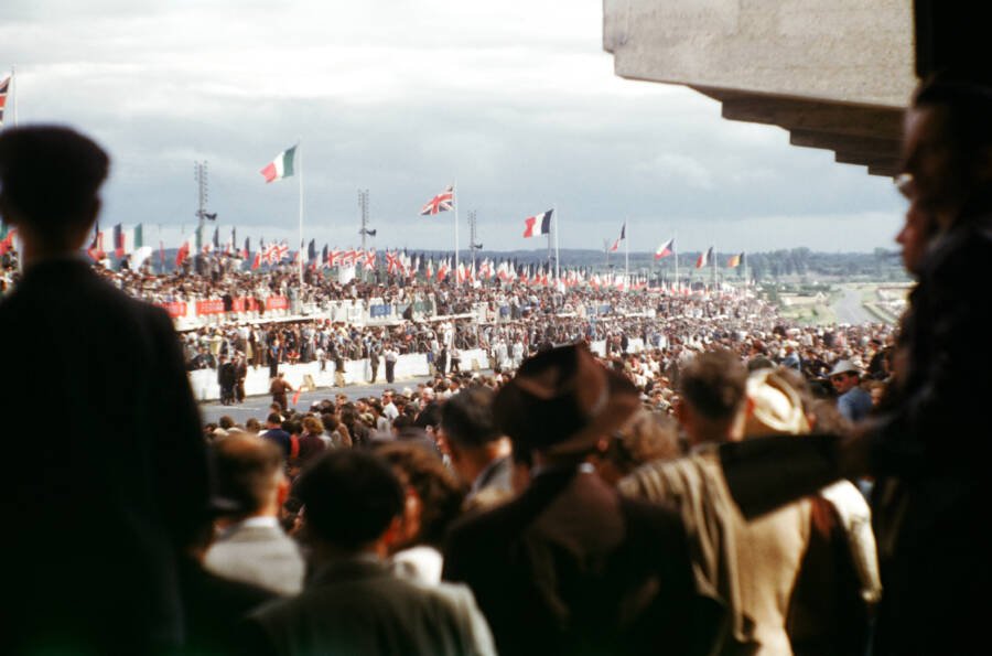 View from the grandstand, 1955 24 Heures du Mans - Racing Daydreams by Colin Johnston